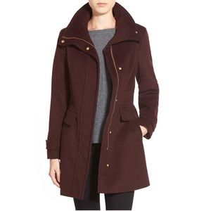 Cole Haan Wool Blend Coat - Bordeaux